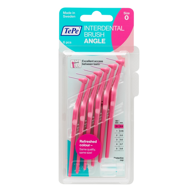 Tepe Angle Rosa Scovolino Angolato Per Pulizia Interdentale Misura Iso 0 Filo 0,4 Mm 6 Pezzi-image
