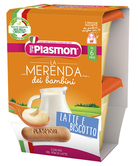 Plasmon la merenda dei bambini merende latte biscotto asettico 2 x 120 g