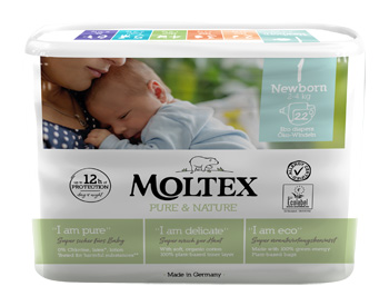 Pannolini moltex pure & nature new born 2-4 kg taglia 1 22 pezzi