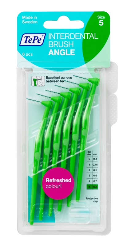 Tepe Angle Verde Scovolino Angolato Per Pulizia Interdentale Misura Iso 5 Filo 0,8 Mm 6 Pezzi-image