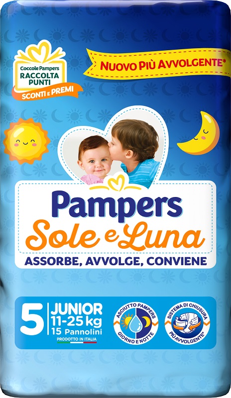 Pampers sole&luna junior 15 pezzi