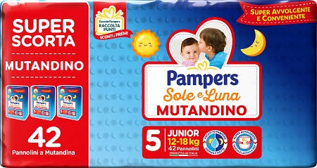 Pampers sole luna mutandina trio junior 42 pezzi