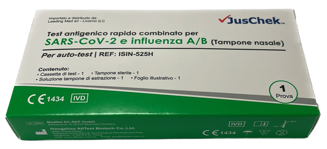 Test antigenico rapido covid-19 alltest autodiagnostico determinazione qualitativa antigeni sars-cov-2 e influenza a+b in tamponi nasali mediante immunocromatografia