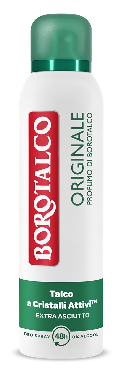 Borotalco, Deodorante Spray Originale, Formula Senza Alcool con Talco a Cristalli Attivi, Assorbe il Sudore, Profumo Borotalco, 48h di Efficacia - 1 Flacone da 150 ml-image