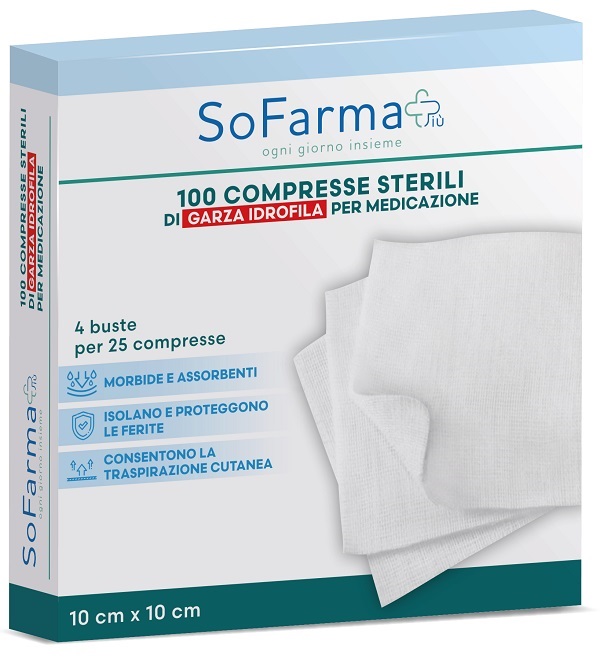 Compressa in cotone sofarmapiu' 10x10 cm 25 pezzi