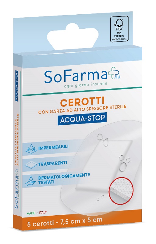 Cerotto acquastop sofarmapiu' 7,5x5 cm 5 pezzi