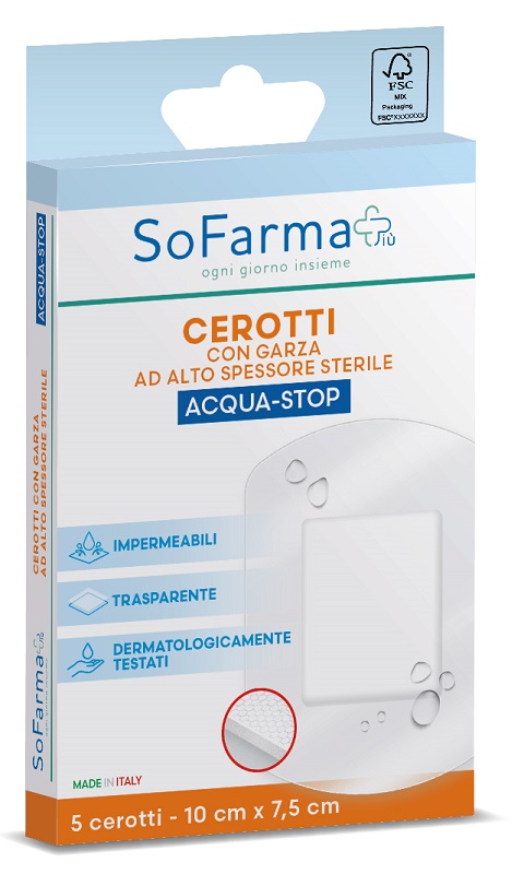 Cerotto acquastop sofarmapiu' 10x7,5 cm 5 pezzi