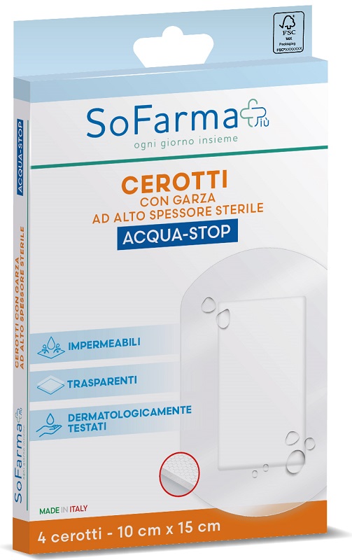 Cerotto acquastop sofarmapiu' 10x15 cm 4 pezzi