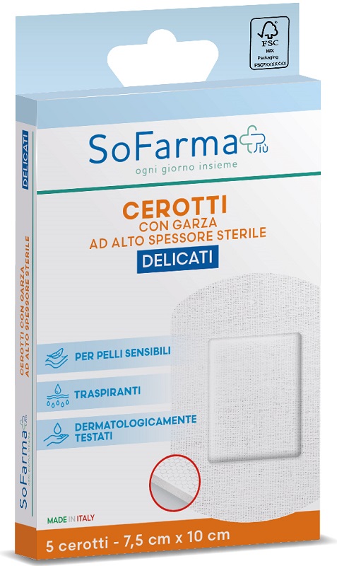Cerotto delicato sofarmapiu' 7,5x10 cm 5 pezzi