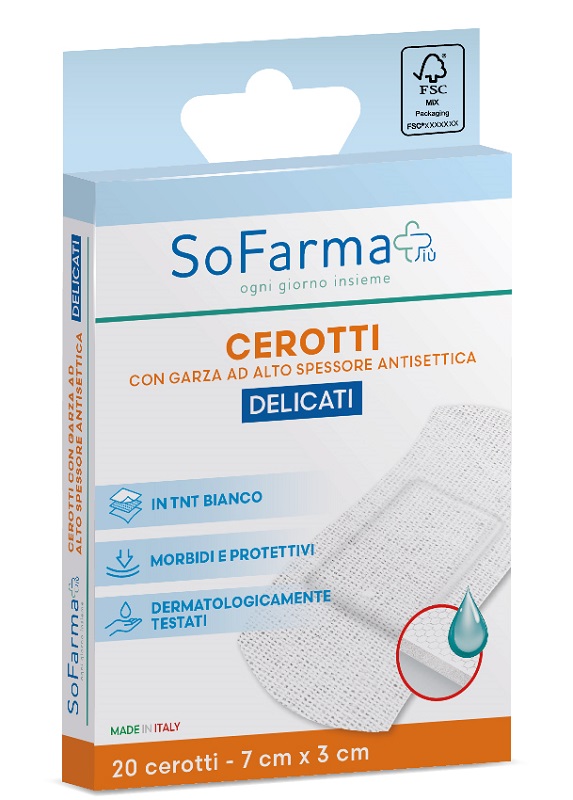 Cerotto delicato sofarmapiu' 7x3 cm 20 pezzi