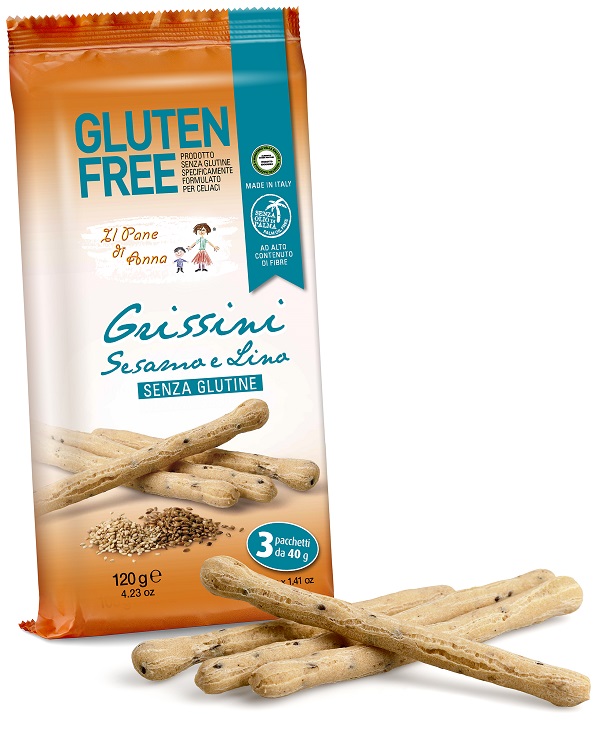 Il pane di anna grissini con sesamo e lino senza latte 3 pezzi x 40 g