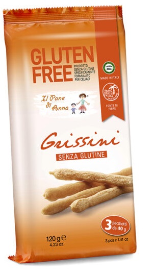 Pane anna grissini senza glutine e senza latte 3 pezzi 40 g