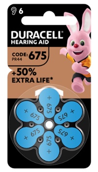 Duracell easy tab 675 blu batteria per apparecchio acustico 6 pezzi
