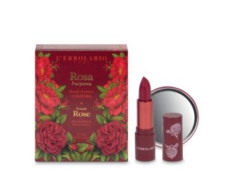 Rosa purpurea beauty pochette vanitosa rossetto effetto seta 3,5 ml + specchietto edizione limitata